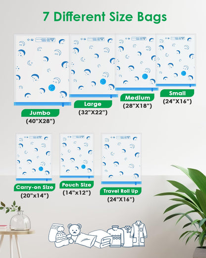 Travel Compression Bags, 25 Pack Vacuum Storage Bags with 1500mAh Rechargeable Battery, Vacuum Seal Bag for Space Saving Clothes, Blanket, Duvets, Pillows, Comforters, Travel Essentials, Luggage