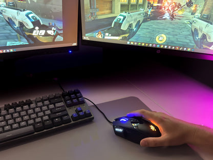 MOJO Silent Dual Mode Wireless Rechargeable Gaming Mouse - Ultra Fast Tournament Level Performance Mouse for PC Gaming w/Adjustable DPI (1000-4800), Custom Software, Macros, and More