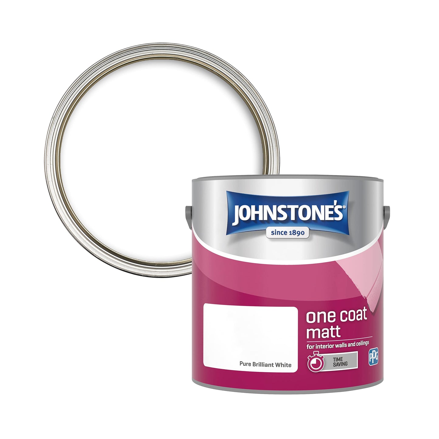 Johnstone's One Coat Matt Emulsion Paint - Pure Brilliant White 2.5L
