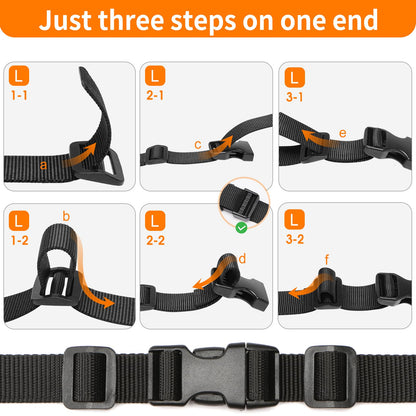 BEYOURD 3/4" Buckles and Straps Set: 6 Yards of Thick Nylon Webbing, 6-Pack Quick Side Release Adjustable Plastic Buckles, 12 Tri-Glide Slide Clips(3/4 Inch Combo Set)