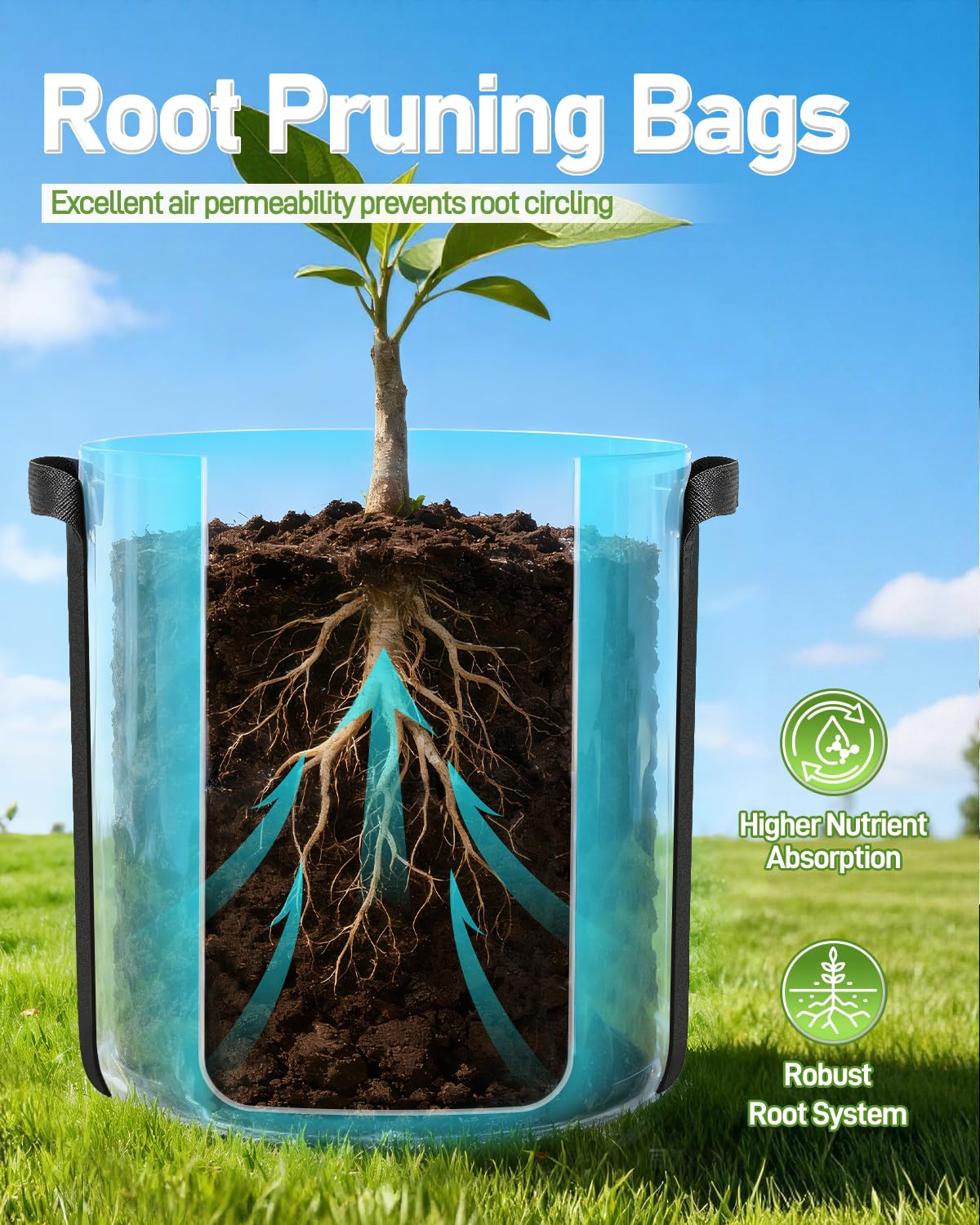 joyhalo 15 Gallon Potato Grow Bags, 4 Pack Planter Pot with Handles, Nonwoven Fabric Pots with Harvest Window & Visible Window, Heavy-Duty Planting Bags for Vegetable & Fruit, 5-Color Plant Labels