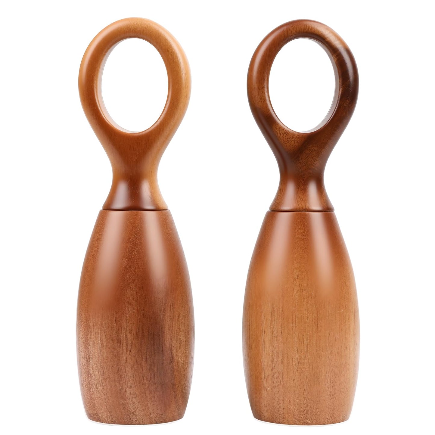 BestYiJo 2 Pack Acacia Wood manual Salt and Pepper Grinder Set, Adjustable Coarseness, Refillable Design, Perfect for Home Kitchen, Dining Table, Ideal Gift for Gourmet Lovers