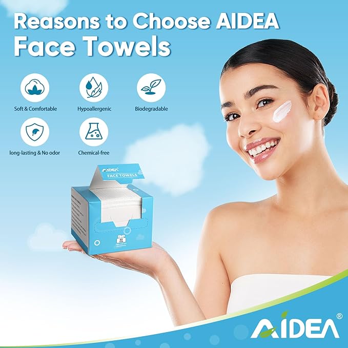 AIDEA Face Towels Disposable-50Ct, Facial Cleansing Wipes