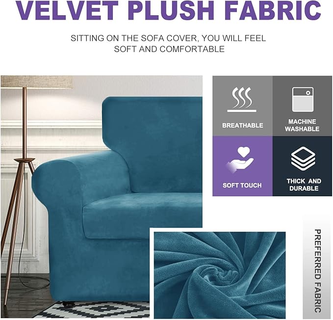 ZNSAYOTX Luxury Velvet Chair Slipcovers