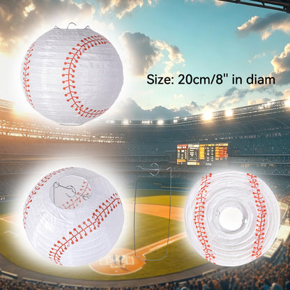 Easy Joy 8'' Baseball Paper Lanterns Sports Team Party Baseball Hanging Lantern Softball Party Decorations 3 Pieces