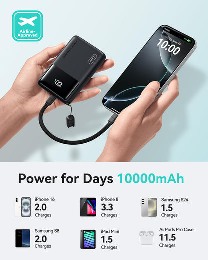 INIU Portable Charger, Slimmest Fast Charging 10000mAh USB C in/Out Power Bank, 22.5W PD3.0 QC4+ Battery Pack, Portable Phone Charger for iPhone 16 15 14 13 12 Pro Samsung S22 S21 Google AirPods iPad