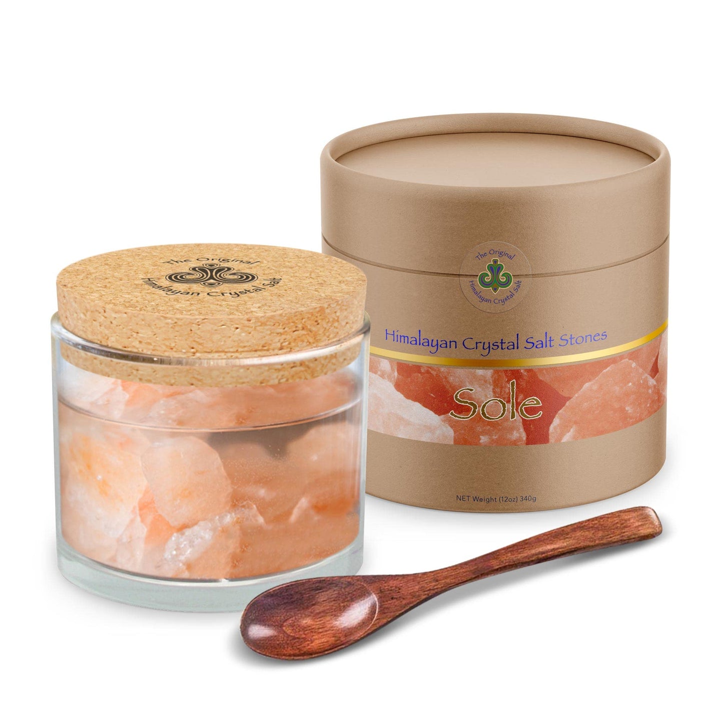 Original Himalayan Crystal Salt® Sole Jar + Stones | A Natural Electrolyte Solution to Support Hydration, pH Balance and Healthy Metabolism* (Glass Jar + Spoon + Stones)