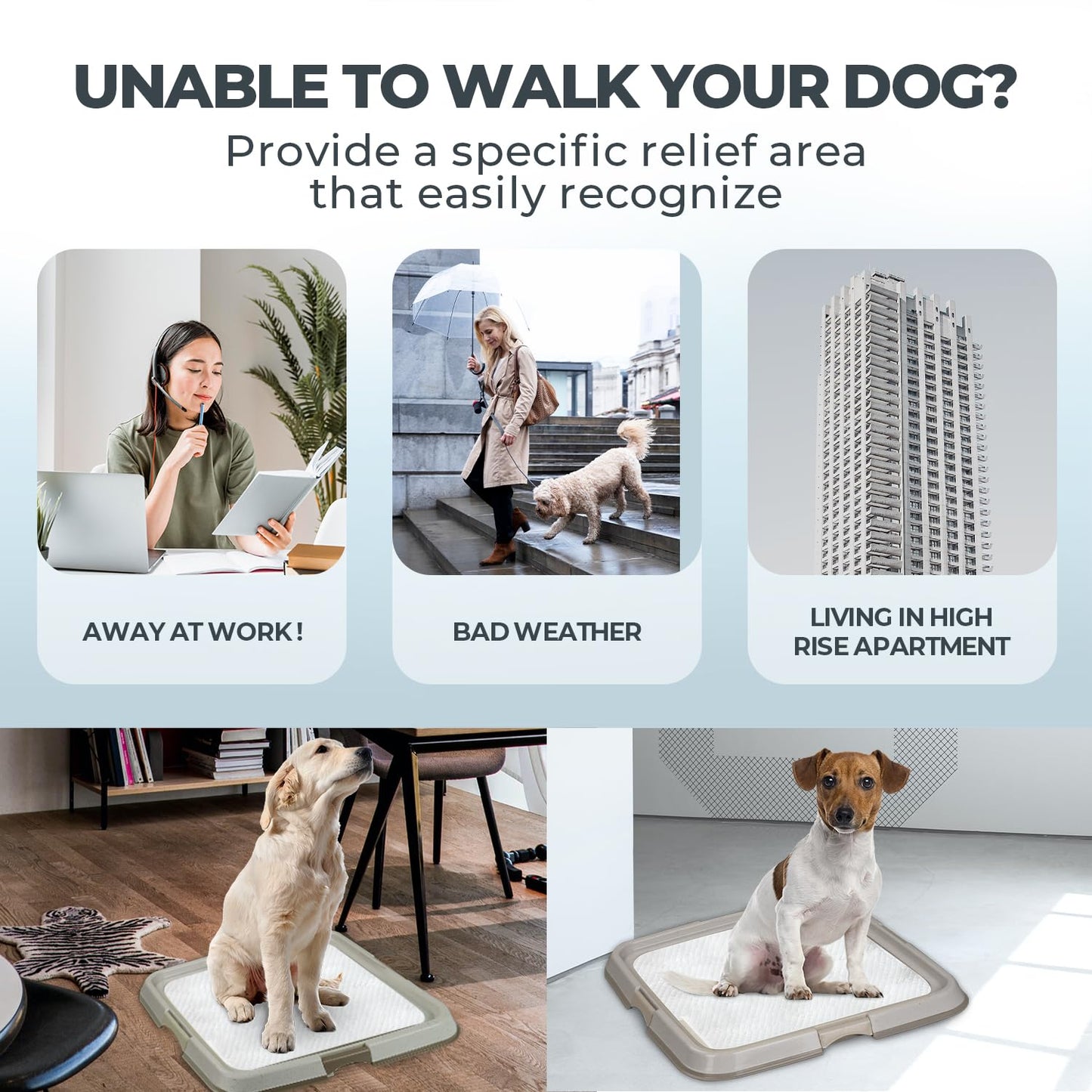 PAWISE Puppy Pad Tray Dog Toilet Tray Pet Pee Pad Holder,Portable Puppy Training Pad, Indoor Dog Litter Tray for Dogs/Cats,60 * 60 cm