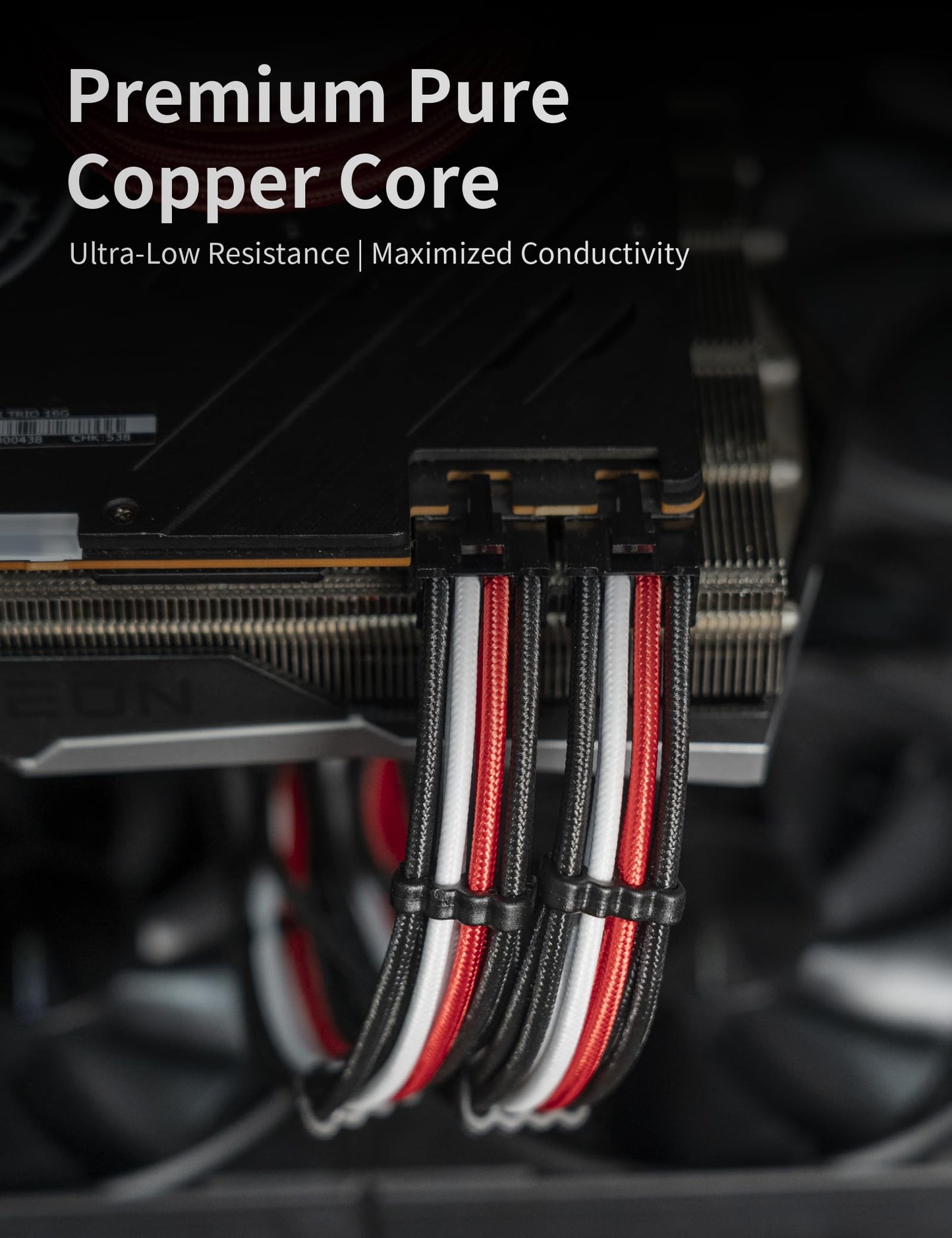 upHere Sleeve Extension Power Supply Cable Kit, Power Supply with Extra-Sleeved 24-PIN 8-PIN 6-PIN 4+4 PIN-Red/White/Black with Cable Combs(11.8 inch/ 30CM)