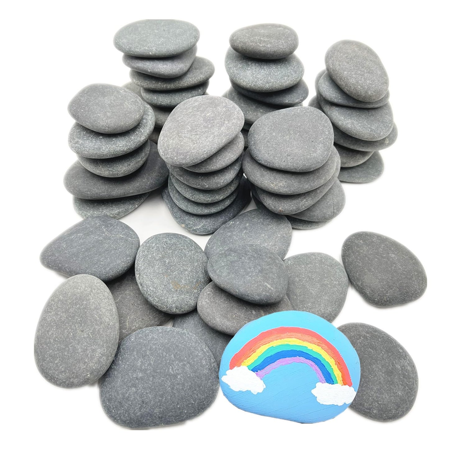 Lifetop 50 PCS Rocks Bulk for Painting, 2"-3" Natural River DIY Flat & Smooth Kindness Stones for Crafts, Decoration, Medium Rocks for Painting,Hand Picked