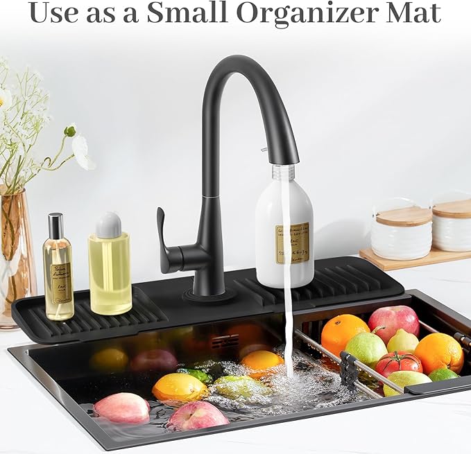 PoYang 17.7 Inch Faucet Mat for Kitchen Sink Splash Guard Behind Faucet