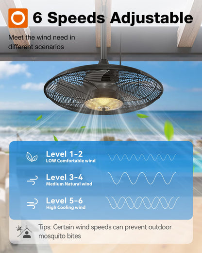 addlon 56FT(50+6) Solar String Lights Outdoor with Remote, 27 Shatterproof G40 Bulbs, Solar Powered & USB Charging Patio Lights & 20 Inch Outdoor Ceiling Fans with Lights for Patios