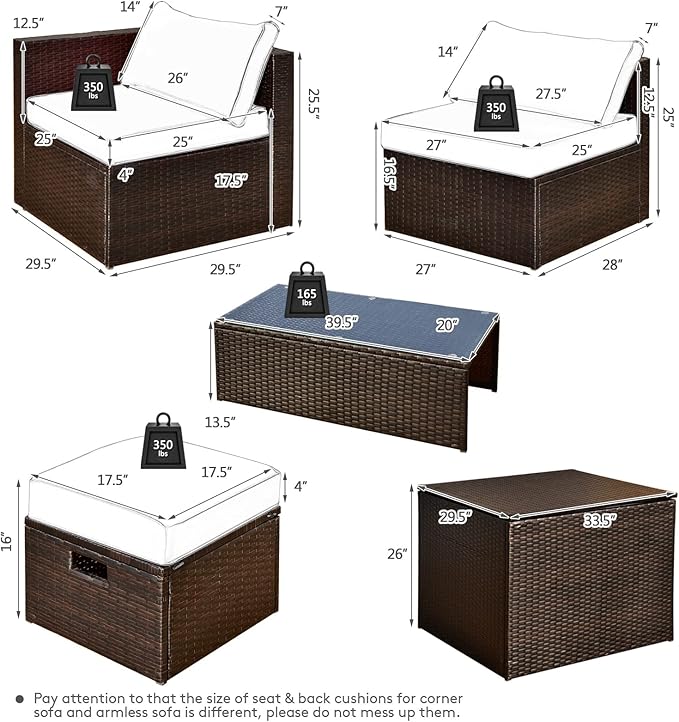 Tangkula 8 Piece Patio Furniture Set, Patiojoy Outdoor Space Saving PE Rattan