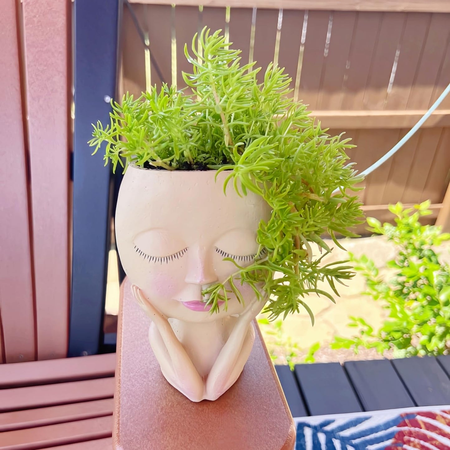 JTZXJJX Face Planters Pots Head,Cute Succulents Plants Planters,Creative Resin Pots with Drainage Hole,Ideal Vase Gifts for Indoor Outdoor Garden Decor