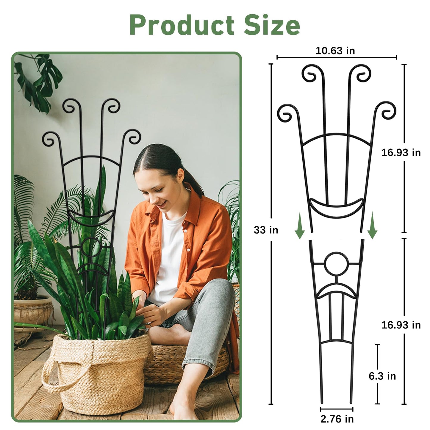 Xeeol 32.6in Plant Trellis for Climbing Plants Indoor Outdoor, Expandable Large Metal Garden Trellis for Potted Plants, Heavy-Duty Tall Pothos Plant Climber Support for Ivy Pothos Hoya Monstera, 2P