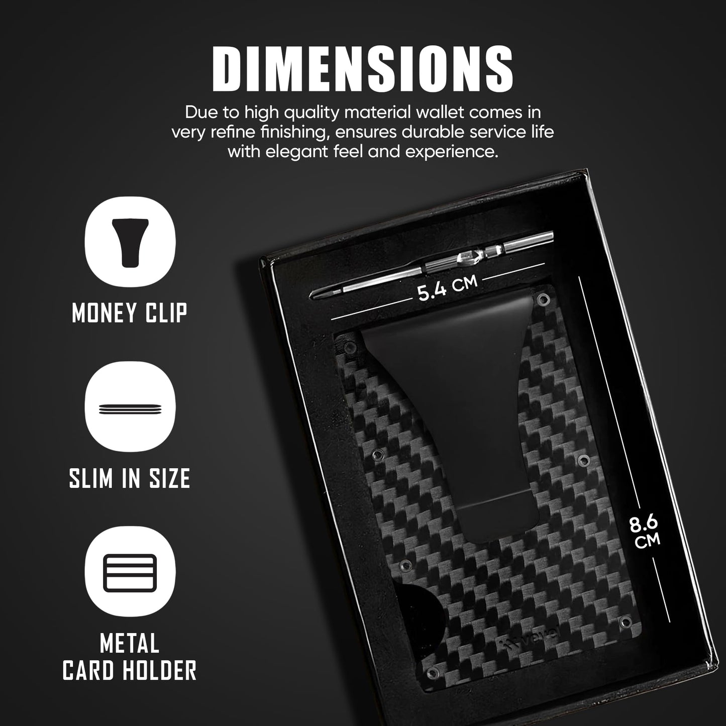 Vebel Credit Card Holder| Minimalist Wallet| Wallets, Card Cases & Money Organisers| RFID Wallet for Men| Slim Wallet| Wallets for Men UK| Carbon Fiber Wallet| RFID Card Holder| Card Holder Wallet