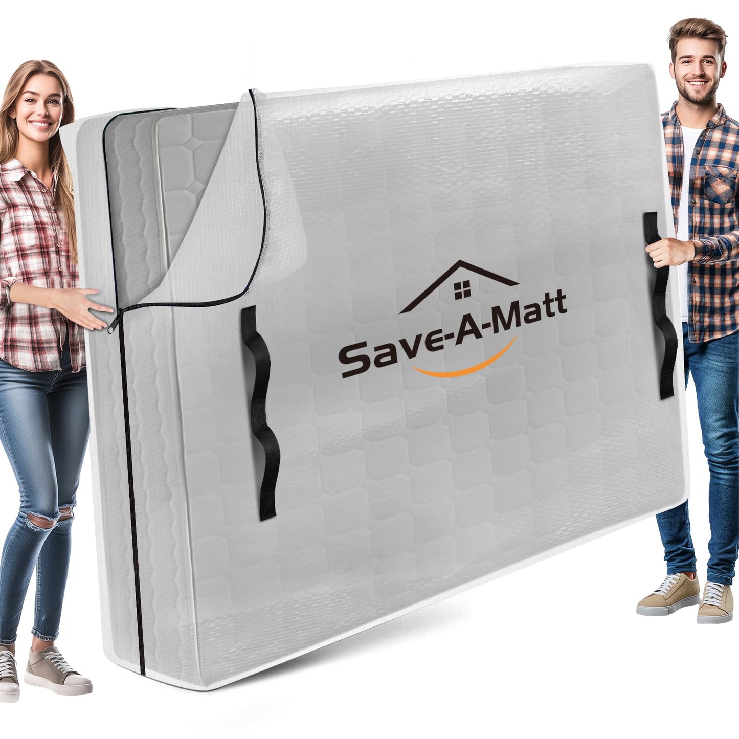 Mattress Bag for Moving and Storage, Extra Thick Mattress Cover with Heavy Duty Handles & Premium Zippers, Waterproof Mattress Storage Bag, Reusable Moving Bag (Cali-King Size)