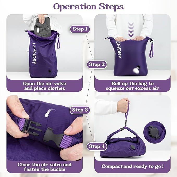 Travel Laundry Bag, Vacuum Compression Dirty Clothes Travel Bag, Waterproof