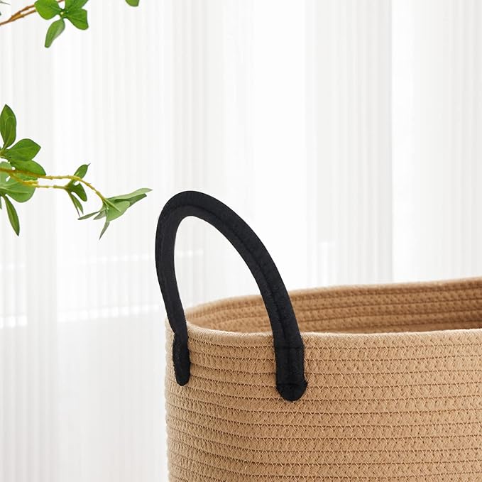 VIPOSCO Large Laundry Hamper, Tall Woven Rope Storage Basket