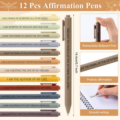 Kosiz 24 Pcs/12 Set Positive Affirmation Gifts for Women Bulk Gratitude Spiral Notebook Journals with Pens Self Care Mental Health Gifts Employee Coworker Teacher Nurse Volunteer Mothers Day (Simple)