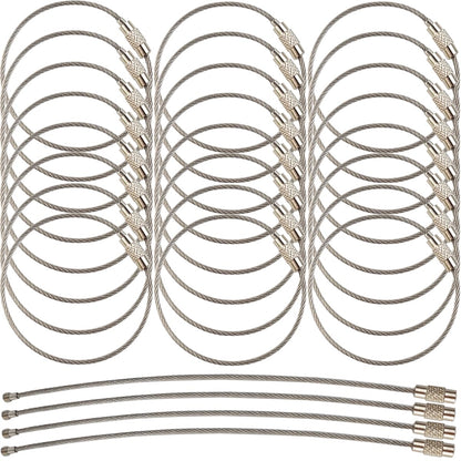ROYHOO 50PCS Stainless Steel Wire Keychains Cable, Key Rings, Heavy Duty Luggage Tags Loops Tag Keepers 1.5mm Twist Barrel (Cable Length: 5.9 inches)