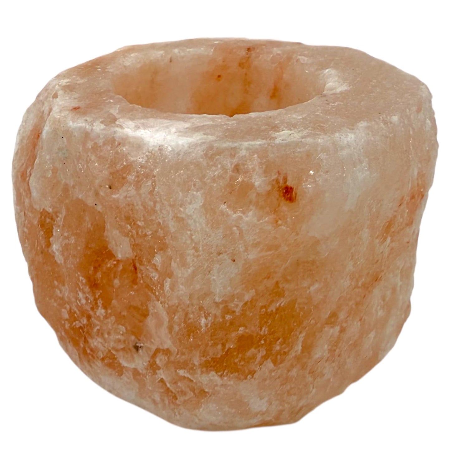 Natural Himalayan Salt Candle Holder, Pink Crystal Tealight Votive, Hand Carved, 3 x 3 x 2.5 Inches, 1-2 Pounds