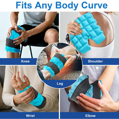 WORLD-BIO Ice Packs for Injuries Reusable, Knee Ice Pack Wrap with Straps, Gel Ice Wrap for Leg Pain Relief, Hot & Cold Compress Therap for Swelling, Arthritis, Sports Injuries, Light Blue, 1Pack