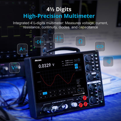 SainSmart Micsig 12-bit High Resolution Tablet Oscilloscope MHO1, 100MHz Bandwidth, ≤3.5ns Rise Time, 4 Channels, Integrated 4 5/6 Digit Multimeter, 1GSa/s, 8” HD Touch Screen & 16000mAh Battery