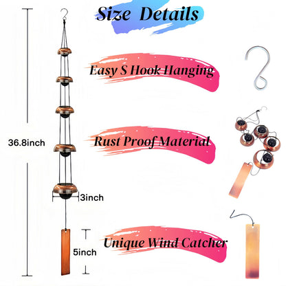 JBSYYXGS 36.8” Handcrafted Copper Wind Chimes – Deep Tone Bells for Garden, Patio, Porch & Zen Décor – Unique Feng Shui, Meditation & Relaxation Gifts for Mom, Dad, Memorial Gardens