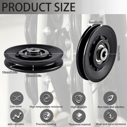 Tempsnow 8Pcs 3.5" Nylon Bearing Pulley Wheel Replacement for Gym Equipment Part Cable Machine Universal Wear-Proof Nylon Pulley System Gym Attachments
