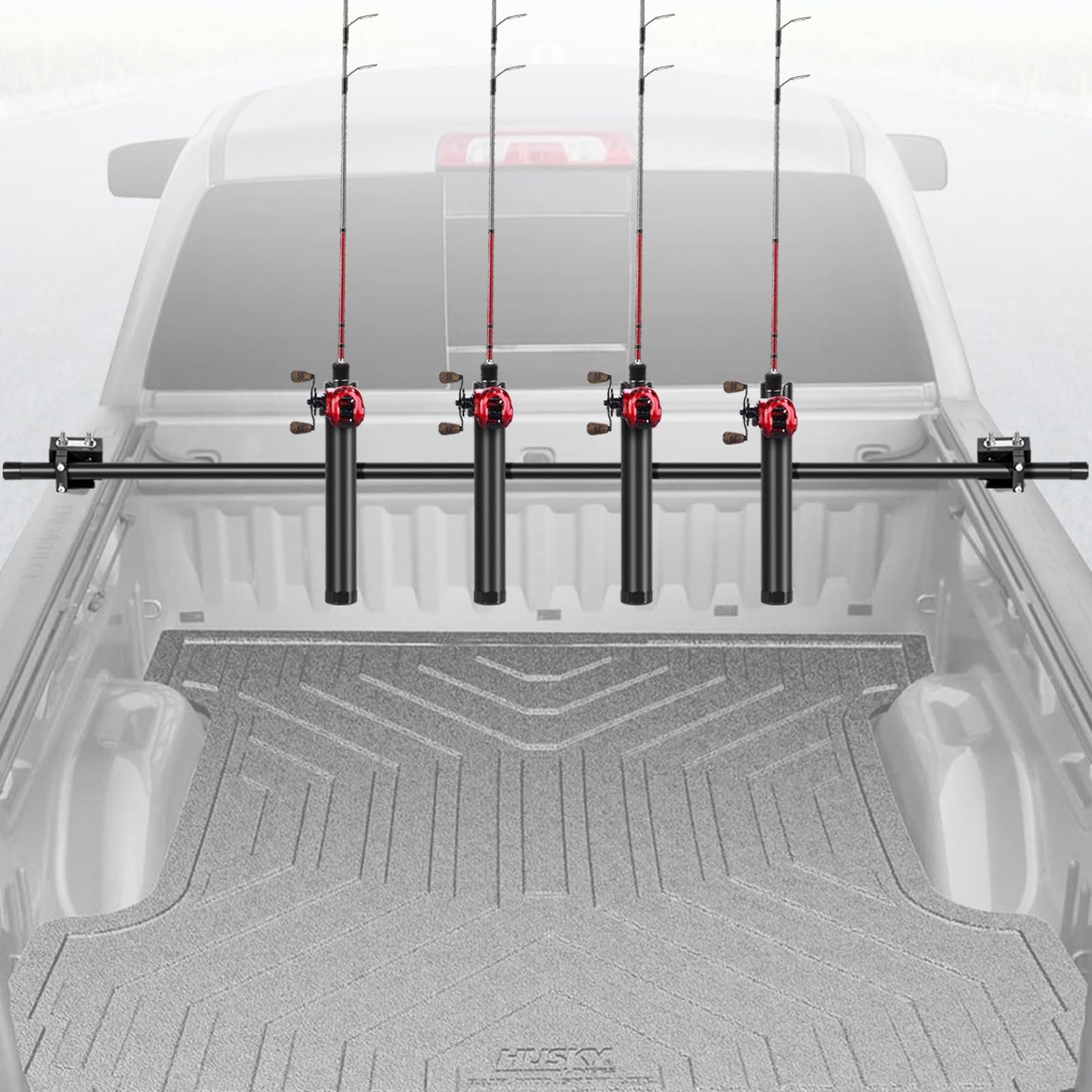 FEIMIRE Inshore Rod Holders for Truck Bed, Adjustable Rod Holder for Truck & SUV, All Aluminum Body with D Rings, 4 Rod Holder, Gifts Ideas for Men