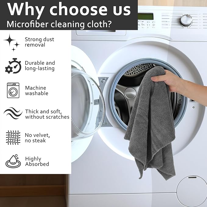 5 PCS Extra Large Microfiber Cleaning Cloth 30"x20", Washable Reusable Floor