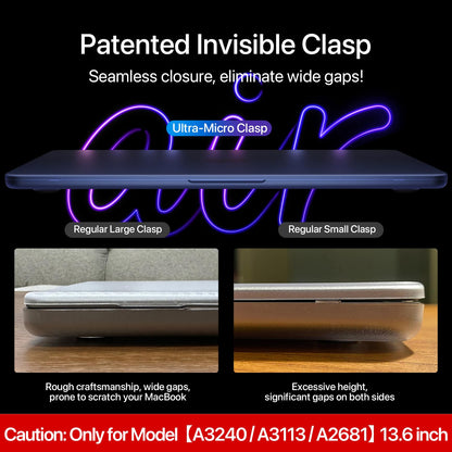 Compatible for MacBook Air 13.6 inch Case M4 M3 M2 2025 2024-2022 Release Model A3240 A3113 A2681, Sturdy Protective Plastic Hard Shell Case Cover for MacBook Air M2 13 inch - Midnight Clear
