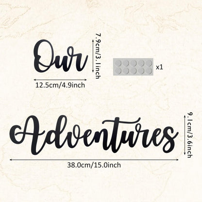 PRIMESTL Travel Wall Art & Adventure Decor – Our Adventure Metal Wall Decorations for RV Decorations, Travel Decor, Unique Design Gift for Travel Lovers, 22.05" x 3.58"