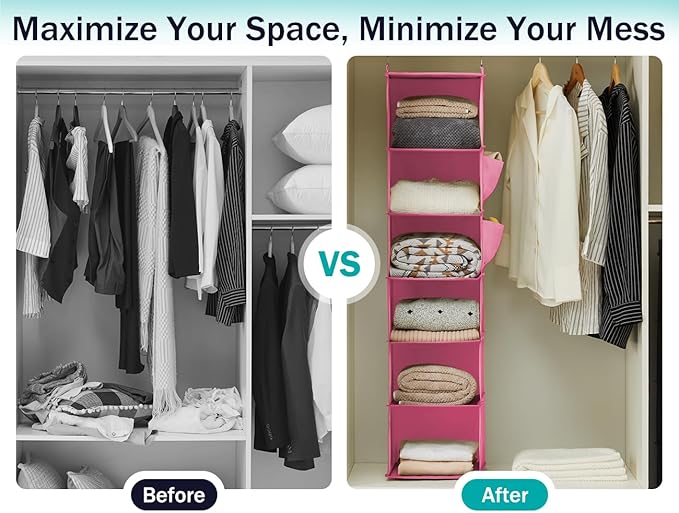 YOUDENOVA Hanging Closet Organizer, Closet Hanging Storage Shelves