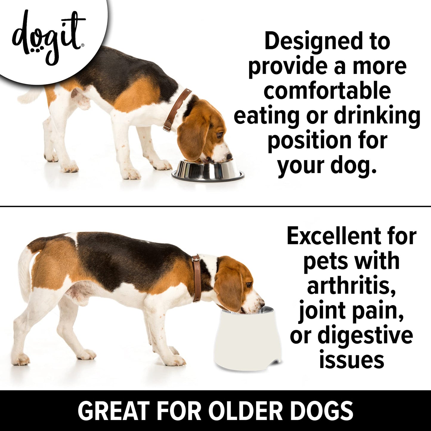 Dogit 2-in-1 Elevated Dish/Bowl, White/Cream, 900 ml Capacity