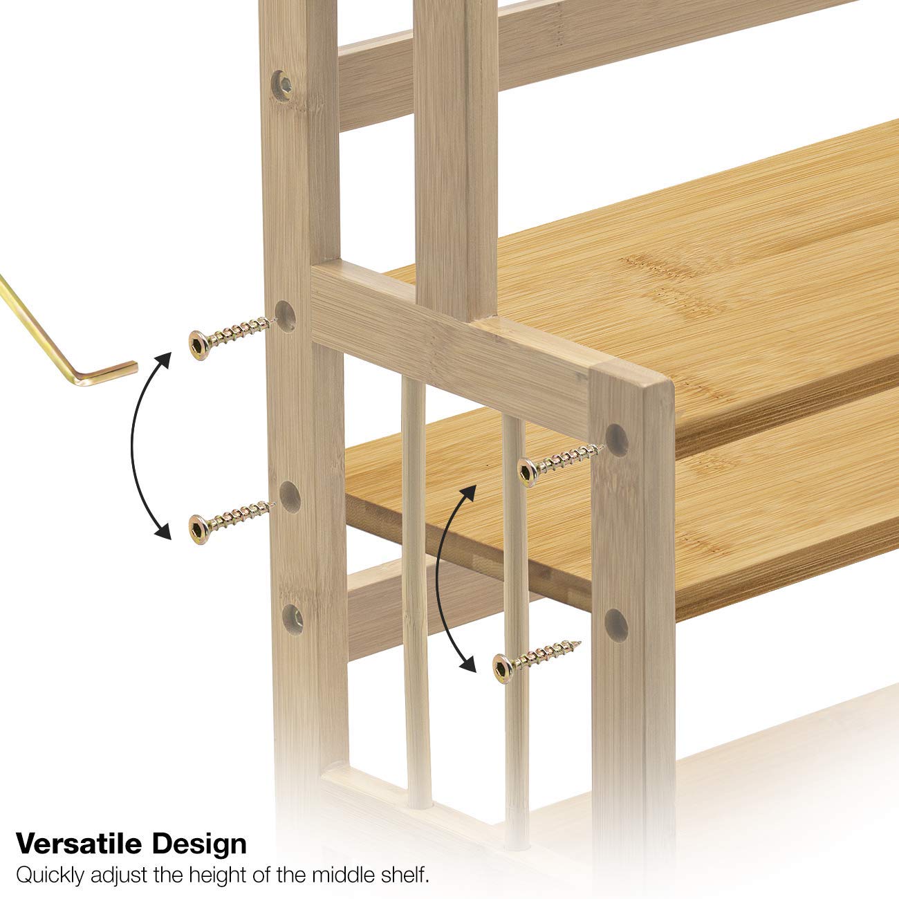 Sorbus Kitchen Countertop Organizer Bamboo Wooden Counter Storage Shelf Rack for Spice, Soap, Skin Care, Makeup Display Stand, Bathroom Shelves, Vanity, Office (3-Tier)