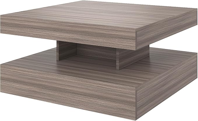 HedoAjim LED Coffee Table for Living Room, Living Room Table 2-Tier Square