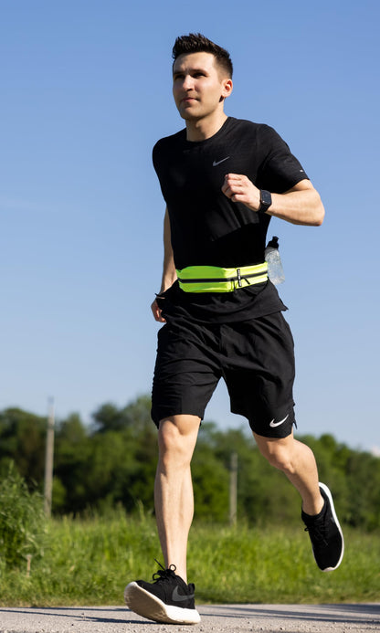 Fitgriff® Running Belt for Men & Women - Secure Jogging Pouch for Phone, Keys & Essentials - For All Cell Phones (Neon Yellow, 24.5" - 35.5" Waist Size)