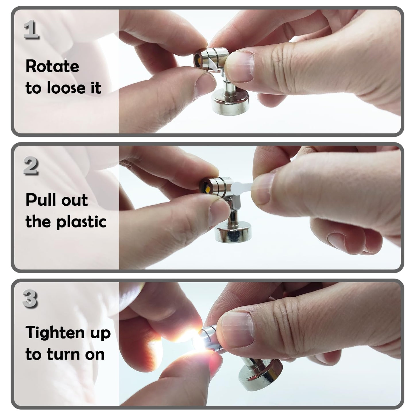 Suzeyar Metal Miniature LED Light,Tiny Spot Lights with Magnet Base,Battery Operated LED Lights,Wireless Miniature Spot Light for Artwork Painting,Jewelry Showcase,DIY Hand Craft (Cool White)