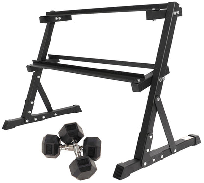 BalanceFrom Dumbbell Rack Multifunctional Weight Stand for Home Gym, 25LB Pair Dumbbell with 2 Tier Weight Rack