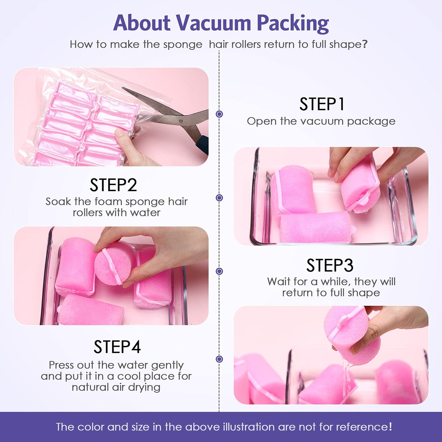 Syhood 12 Pcs Jumbo Foam Sponge Hair Rollers 1.89 Inch Soft Sleeping Curlers Flexible Large Foam Rollers and Rat Tail Comb for Hair Styling(Purple)