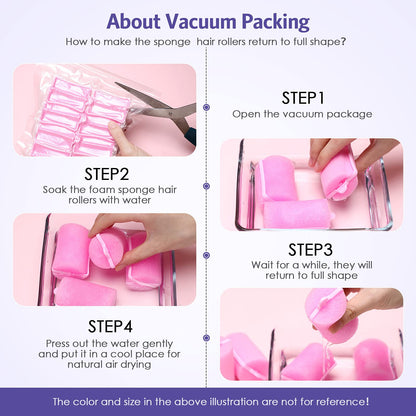 Syhood 12 Pcs Jumbo Foam Sponge Hair Rollers 1.89 Inch Soft Sleeping Curlers Flexible Large Foam Rollers and Rat Tail Comb for Hair Styling(Purple)