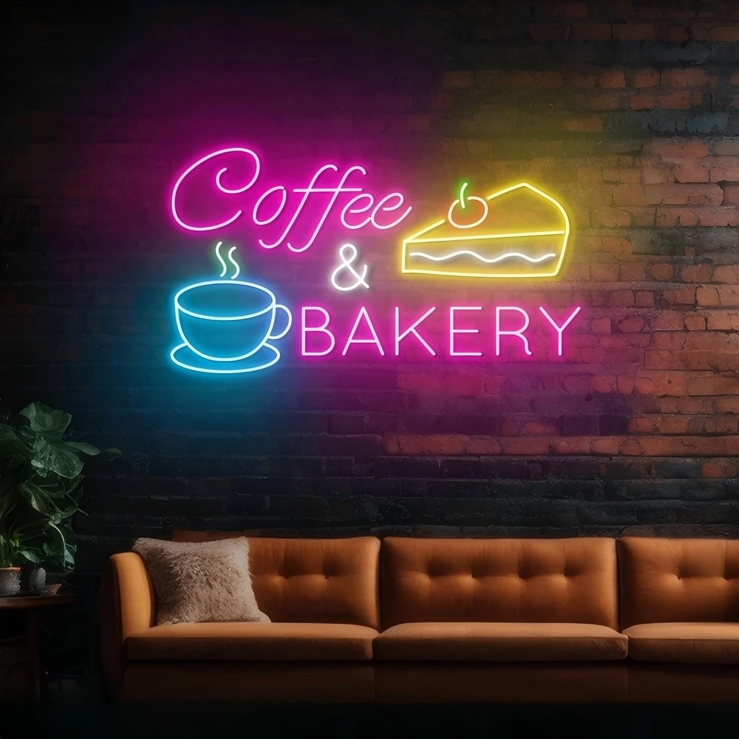 Coffee & Bakery Neon Sign, Open Cake Bakery And Coffee Shop Neon Light,Cake Bakery Wall Decor for family party birthday, kitchen coffee bar dhop restaurant hotel decoration weddings & retail decor