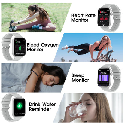 Smart Watch for iPhone/Android Phones (Answer/Make Calls) - 1.9" HD Screen Fitness Tracker : Heart Rate/Sleep Monitor/Pedometer/Calories, Multiple Sports Modes, Waterproof SmartWatch for Men Women