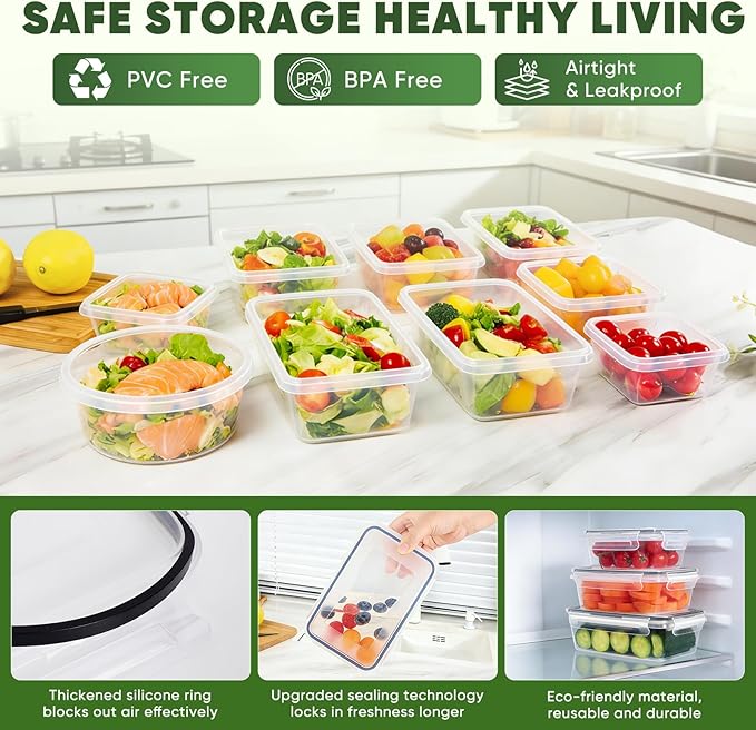 24-Piece PVC-Free BPA-Free Food-Grade Plastic Kitchen Set, Leakproof Airtight