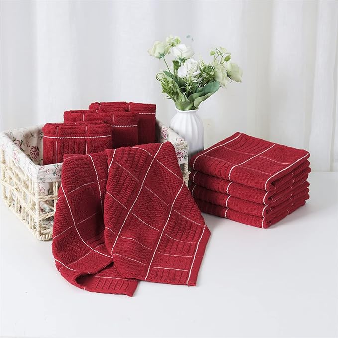 Glynniss Red Kitchen Towels and Dishcloths Set, Dish Towels and Dish Rags Set
