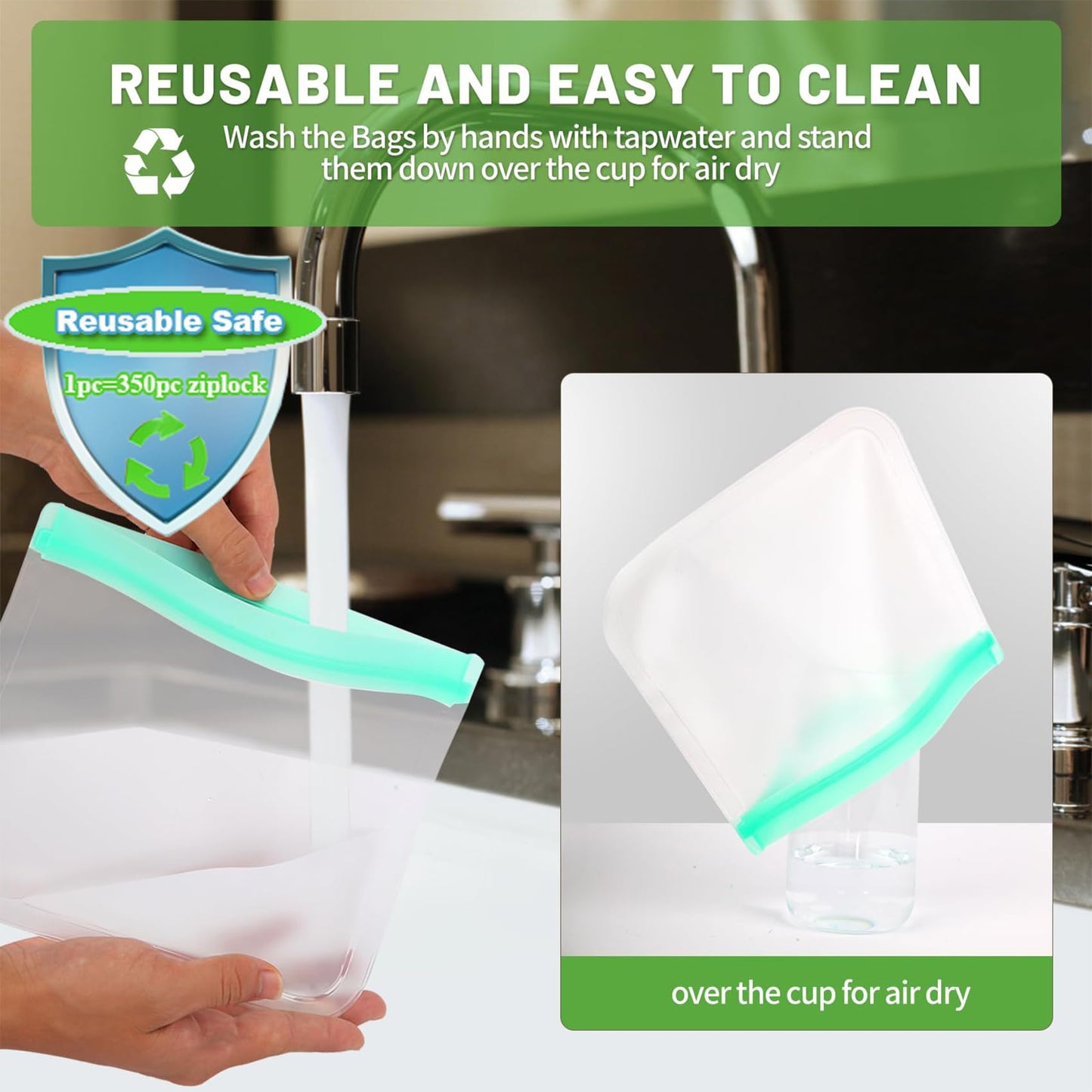 12 Pack Reusable Ziplock Bags Silicone Bags Storage Reusable Sandwich Bags Freezable Snack Bag for Storing Meat Lunch Fruit Veggies Snack Make-up(4 Small + 4 Medium+ 4 Large)