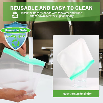 12 Pack Reusable Ziplock Bags Silicone Bags Storage Reusable Sandwich Bags Freezable Snack Bag for Storing Meat Lunch Fruit Veggies Snack Make-up(4 Small + 4 Medium+ 4 Large)