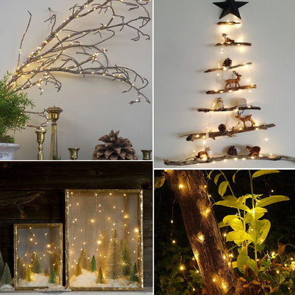 Soltuus 3 Pack Rechargeable String Fairy Lights 10ft 30 LED, 4 Modes Copper Wire Christmas Starry Lighting, Waterproof Micro Firefly Moon Light, Warm White, Battery and USB Cable Included